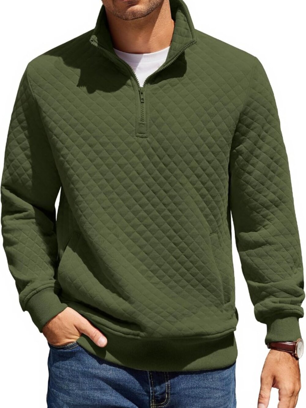 Men's Quarter Zip Pullover Sweatshirt | Casual Mock Neck Sweater for Comfort